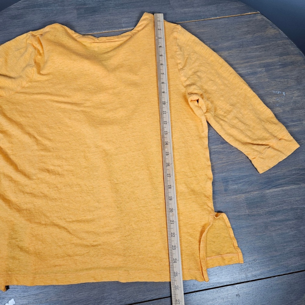 Chico's Women XL Linen Tunic Top Floral Embroidered Sequin 3/4 Sleeve Orange - Picture 10 of 10